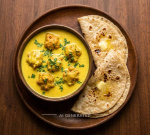 Kadhi Pakoda ( Half ) + Butter tawa Roti (2 pieces)