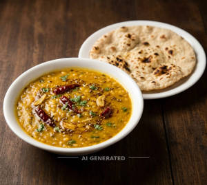 Dal Tadka + Plain Tandoori Roti (1 piece)