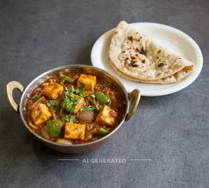 Paneer karahi + Plain roti (1 piece)