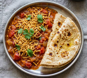 Sev Tamatar + Tawa Roti (2 pieces)