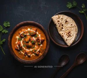 Butter chicken + Roti (1 piece)