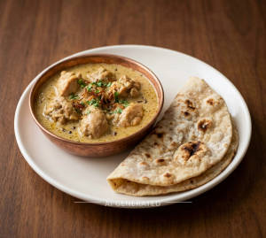Chicken korma + Plain tandoori roti (2 pieces)