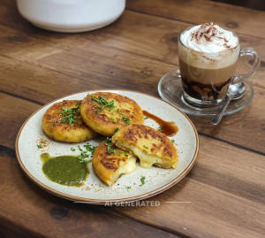 Cheese aloo tikki + Coffee Mocha