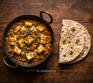 Kadhai Paneer + Tawa Roti (2 pieces)