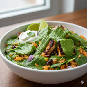 Paneer Spinach Rice Bowl