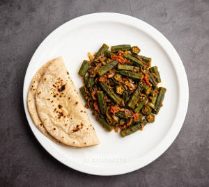 Bhindi masala + Tawa roti plain (2 pieces)