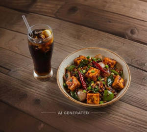 Dry paneer chilli + Soft drinks