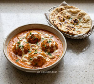 Malai kofta (sweet) + Tandoori roti (2 pieces)
