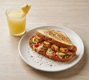 Paneer Pizza Sandwich + Pineapple Juice