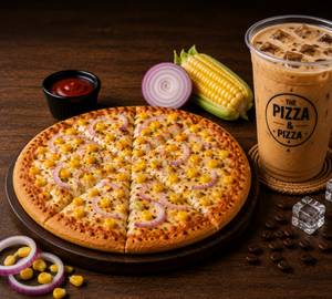 Onion And Sweet Corn Pizza [7 Inches] + Cold Coffe