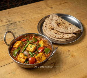 Kadai paneer + Tava plain roti (2 pieces)