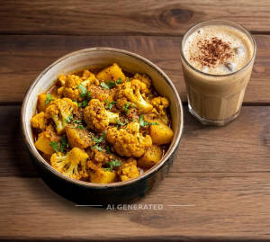Aloo gobhi + Cold coffee