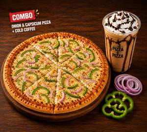 Onion And Capsicum Pizza [7 Inches] + Cold Coffe