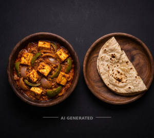 Kadai paneer + Roti (1 piece)