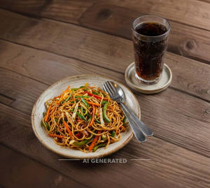 Veg Chowmein + Soft drinks
