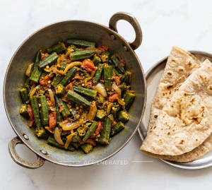 Bhindi Masala [250 grams] + Tawa Roti (2 pieces)