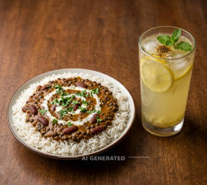 Dal makhani Rice Bowl + Shikanji