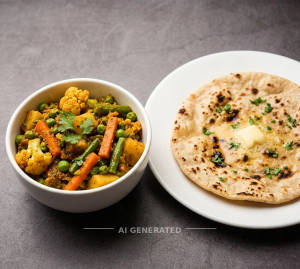 Mix Veg + Tawa Roti Butter (1 piece)