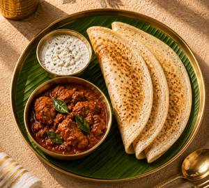 Ghee Garlic Dosa & Naadan Chicken Curry