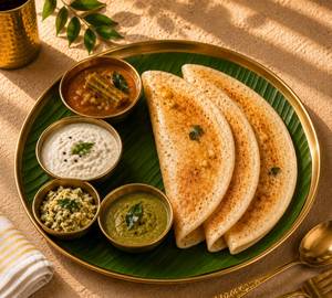 Ghee Garlic Dosa With Sambar & Avial