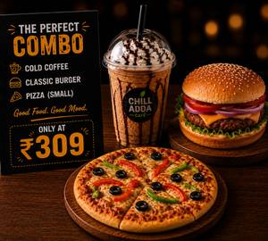 Cold Coffee + Classic Burger + Pizza(S)
