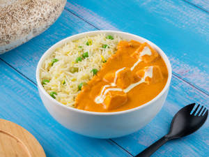 Jain Paneer Butter Masala With Peas Pulao Bowl