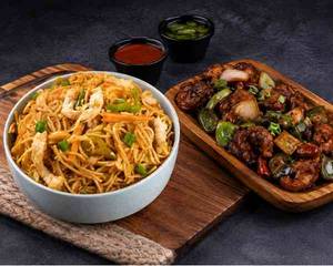 Chicken Chilli Garlic Noodles With Classic Chicken Chilli