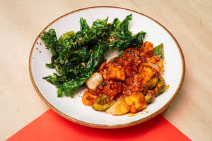 Spicy Red Pepper Paneer With Crispy Spinach