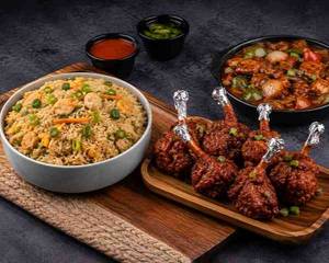 Chicken Fried Rice +  Lollipops + Chicken Chilli Gravy