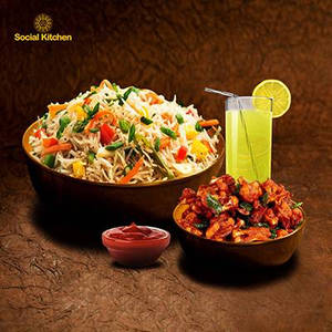Complete Meal Rice Combo-fried Rice+mini Gobi 65+fresh Lime