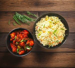 Veg Fried Rice + Gobi Chilli