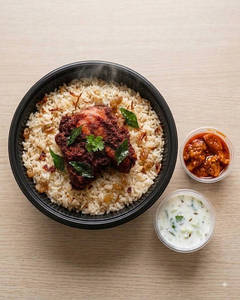 Neychoru & Chicken Fry(1 Piece) & Raitha/pickle Bowl