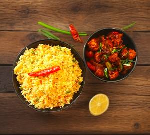 Veg Schezwan Fried Rice + Gobi Manchurian