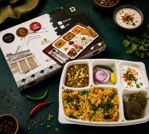 Thalassery paneer biryani with kebab Thali