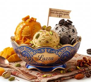(Mango-Oreo Cookies-Kulfi) 3-Scoop Lazza Special Premium Ice Cream
