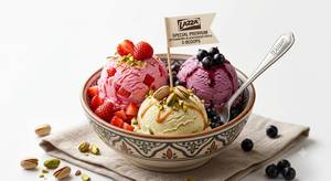 (Strawberry-Blackcurrant-Pista) 3-Scoops Lazza Premium Ice Cream