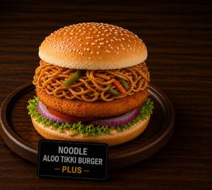 Noodle aloo tikki burger 