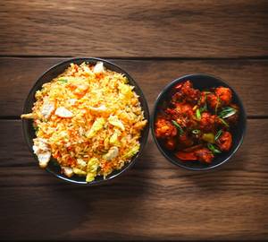 Chicken Schezwan Fried Rice + Five Spicy Chicken