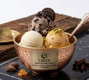 (Vanilla-Oreo Cookies-Kulfi) 3-Scoops Lazza Special Premium Ice Cream