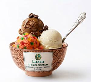 (Vennila-Tutty Fruity-Coffee) 3-Scoops Lazza Special Premium Ice Cream