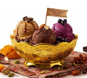 (Coffee-Chocolate-Blackcurrant) 3-Scoops Lazza Spl Premium Ice Cream