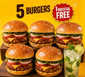 🍔 5 Burger Party Pack + 1 Mocktail Free