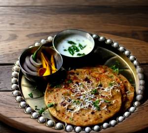 Mix Veg Cheese Paratha With Pickle And Ketchup (1Pc)