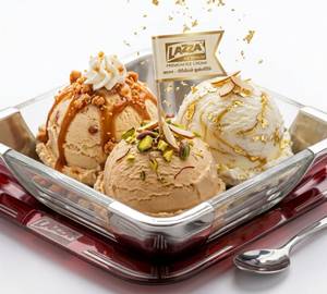 Butterscotch-Spanish Delight-Kesar Pista) 3-Scoops Lazza Spl Ice Cream