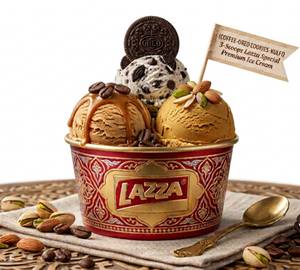 (Coffee-Oreo Cookies-Kulfi) 3-Scoops Lazza Special Premium Ice Cream