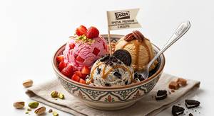 (Strawberry-Butterscotch-Oreo Cookies) 3-Scoop Lazza Premium Ice Cream