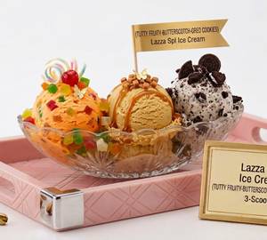(Tutti Frutti-Butterscotch-Oreo Cookies) 3-Scoop Lazza Ice Cream