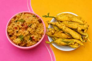 Fodnicha Bhat & Mirchi Bhajia Combo