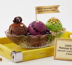 (Chocolate-Blackcurrant-Pista) 3-Scoops Lazza Spl Premium Ice Cream