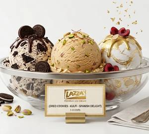 Oreo Cookies-Kulfi-Spanish Delight) 3-Scoops Lazza Premium Ice Cream